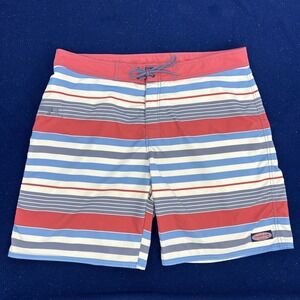 Vineyard Vines Board Shorts Men 40 Red Cream Blue Nantucket Performance Swim‎